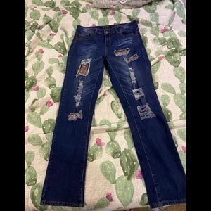 L&B Sequined patch Jeans